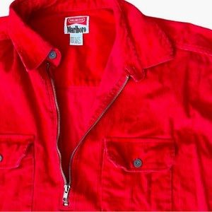 Vintage Marlboro Jacket Adult Large L Red Corduroy Quarter Zip Pullover